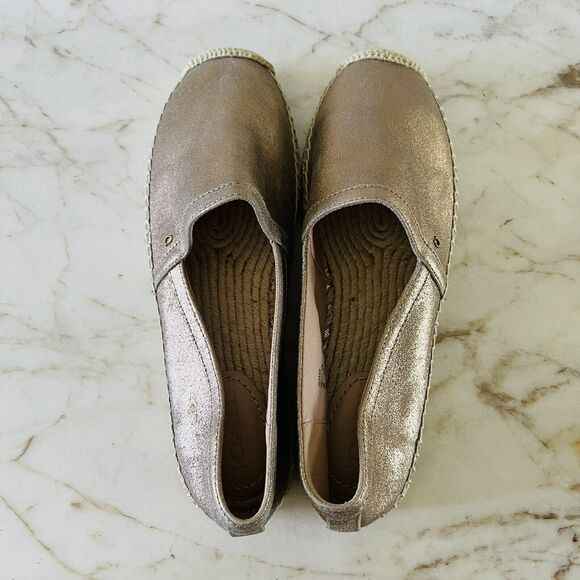 COACH Casey Metallic Gold Leather Slip-On Espadrille Flats - US 8 - Picture 8 of 10